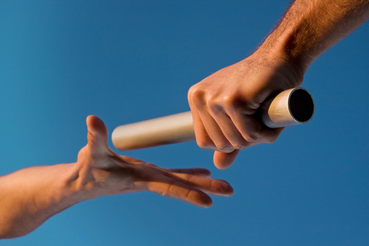 Two Hands Passing Relay Baton Race